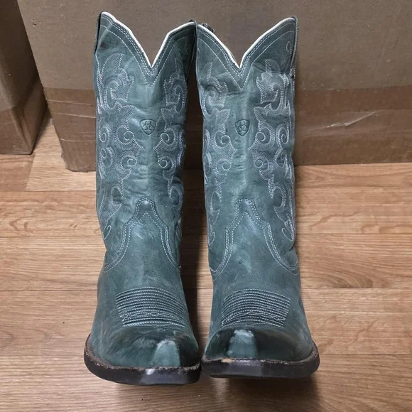 Ariat Western Cowboy Boots Womens Size 7.5 Green Teal - Picture 3 of 8